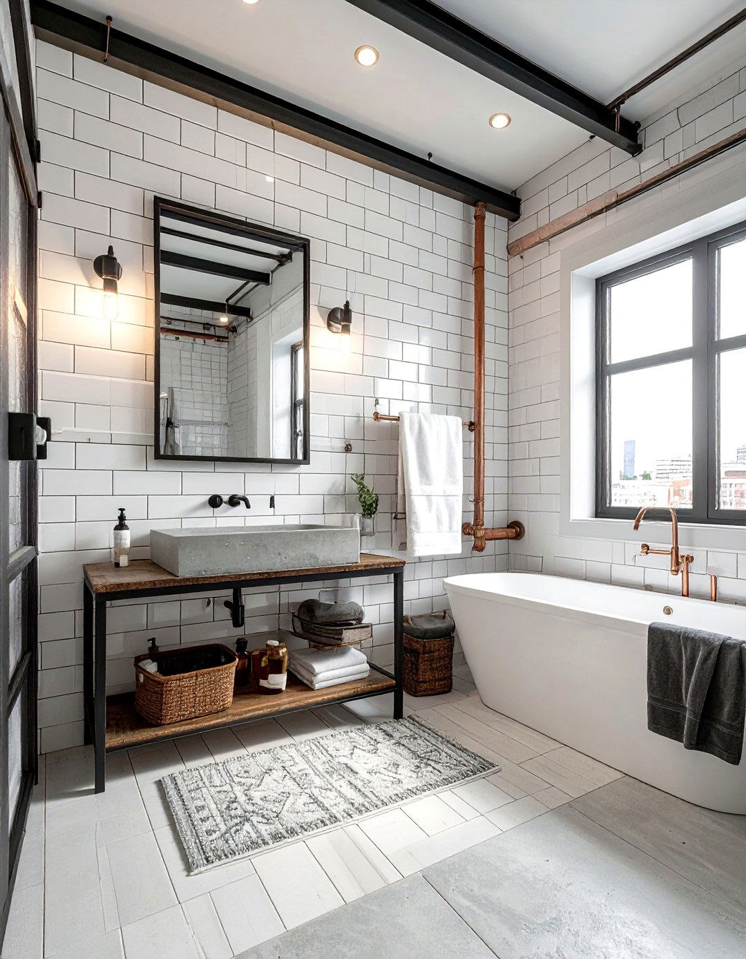 Industrial White Subway Tile Bathroom - 30 white subway tile bathroom ideas