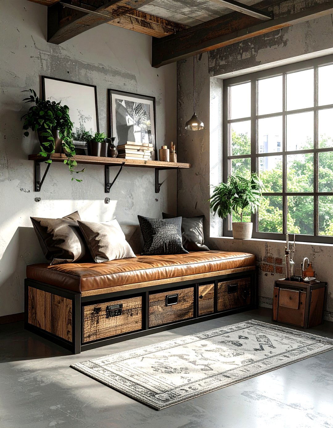 Industrial Window Seat Storage - 30 living room window seat storage