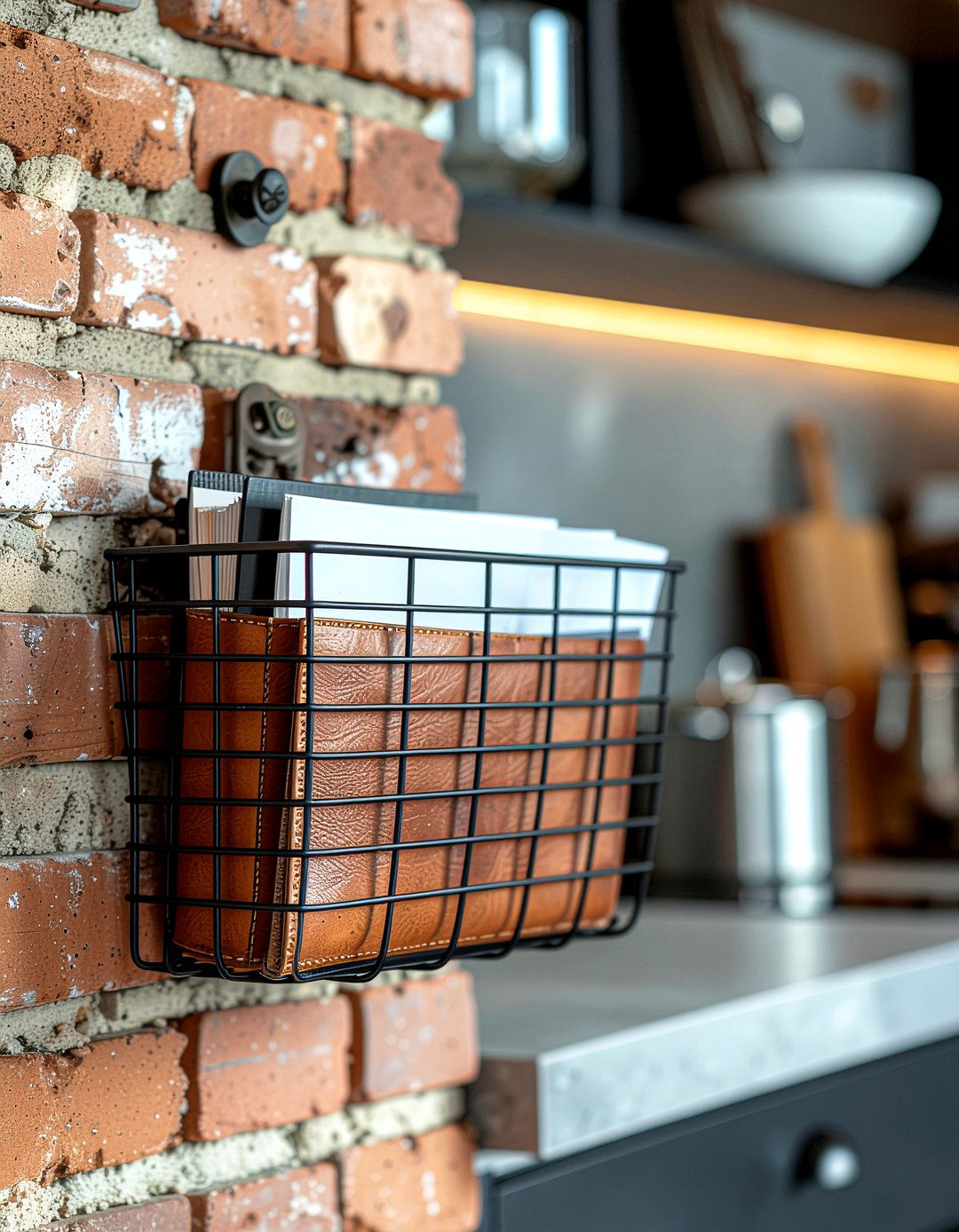 Industrial Wire Basket - 30 kitchen command center ideas