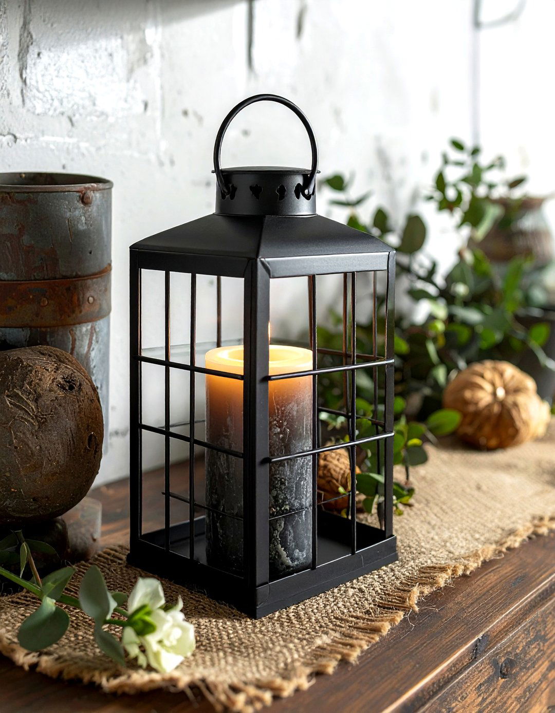 Industrial Wire Lantern Arrangement - 30 lantern centerpiece dining ideas