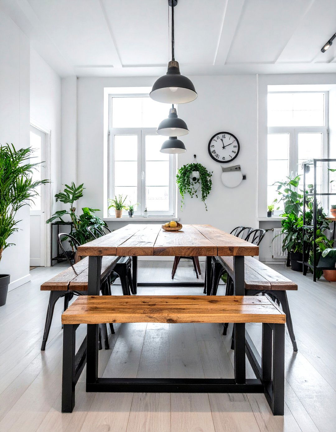 Industrial Wood And Metal Bench - 30 wood dining bench ideas