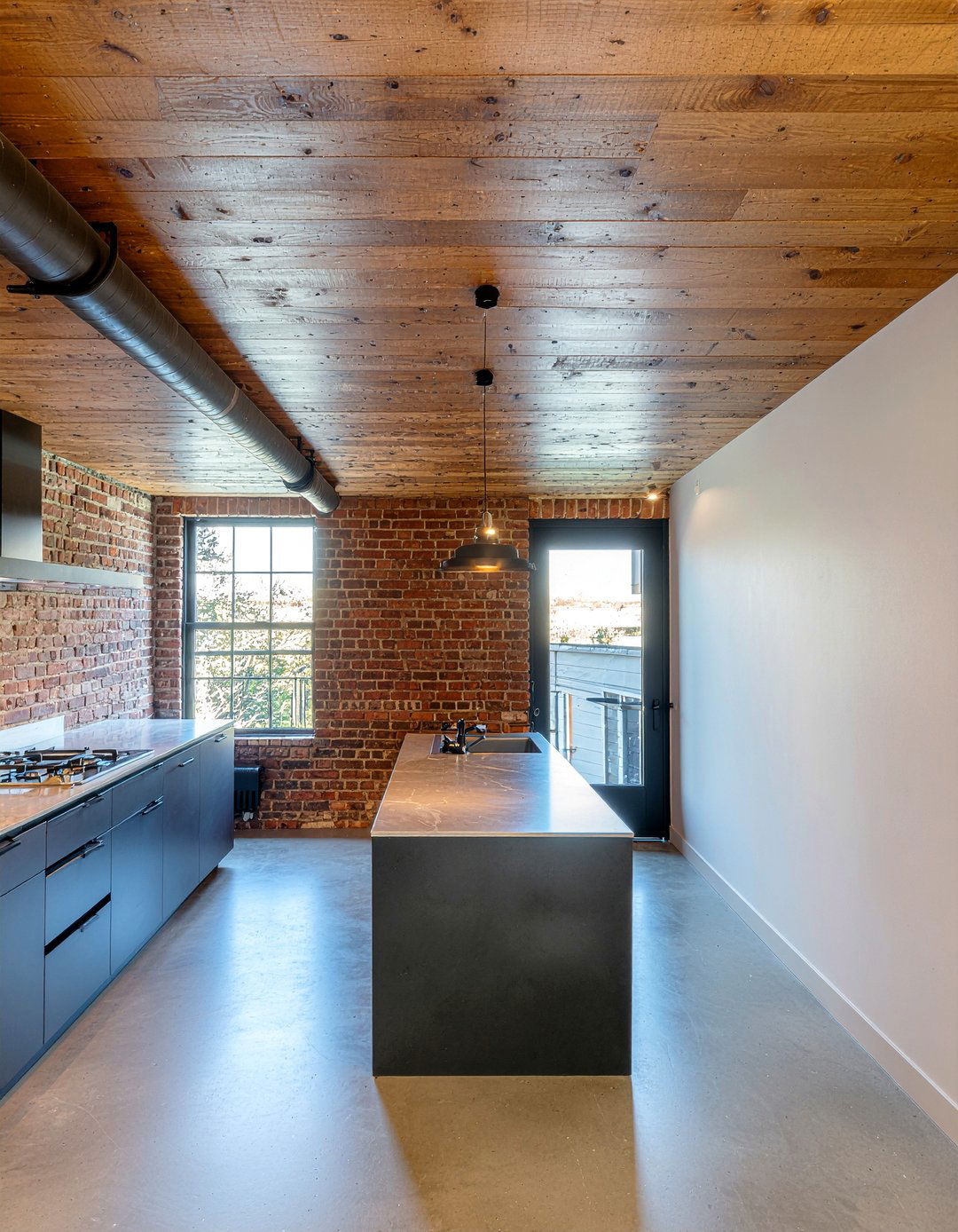 Industrial Wood Ceiling - 30 kitchen wood ceiling ideas