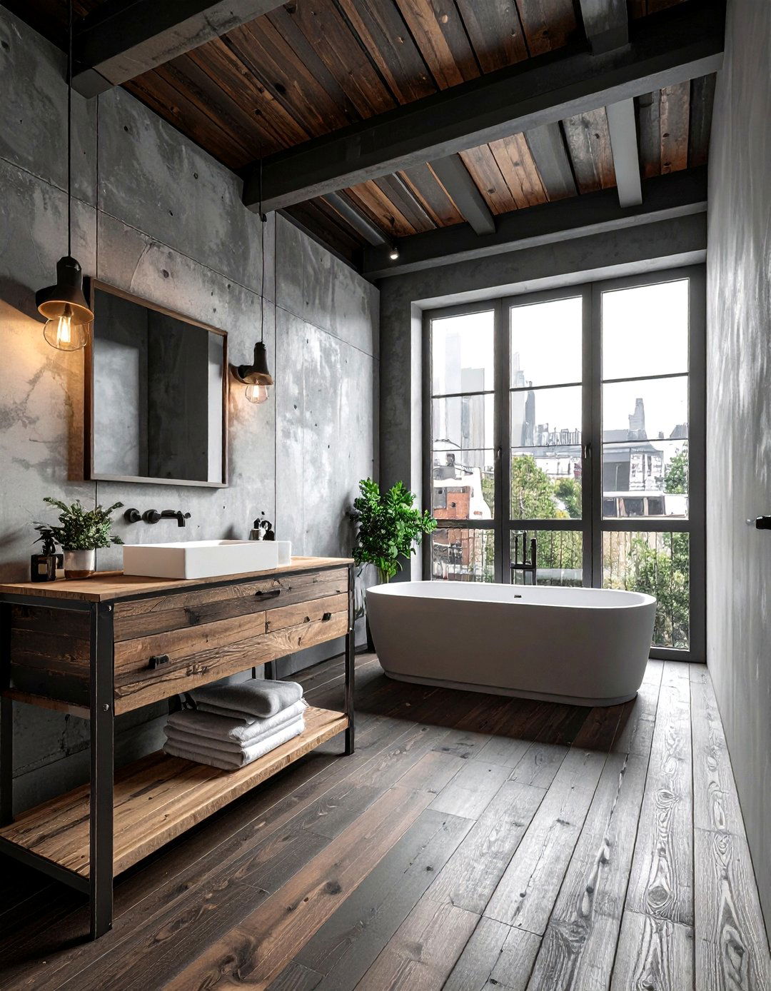 Industrial Wood Floor Bathroom - 30 wood floor bathroom ideas