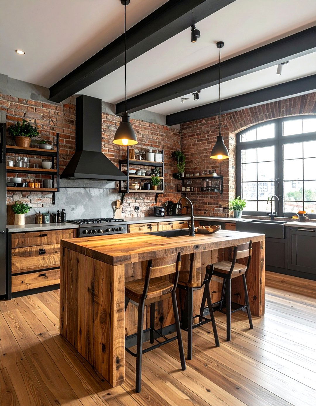 Industrial Wood Kitchen - 30 warm wood kitchen ideas