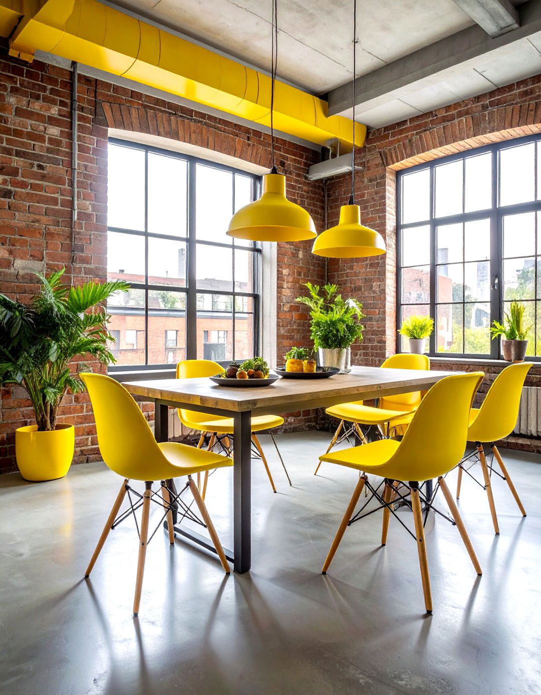 Industrial Yellow Dining Room - 30 bright yellow dining room ideas
