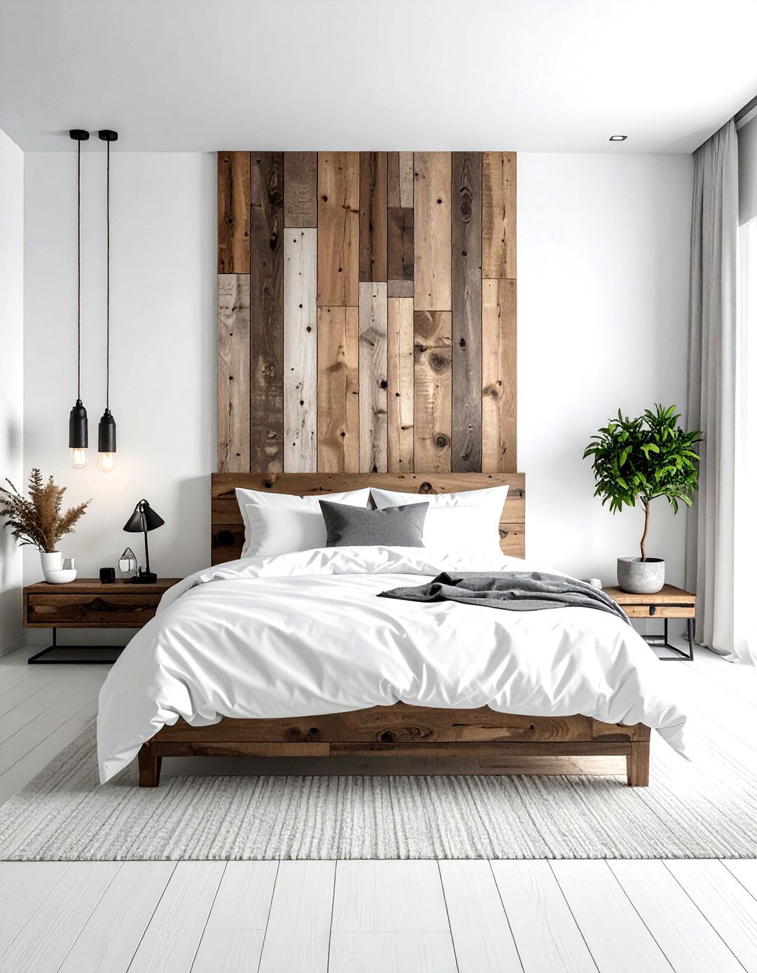Industrial accent wall white bedroom - 30 industrial white bedroom ideas