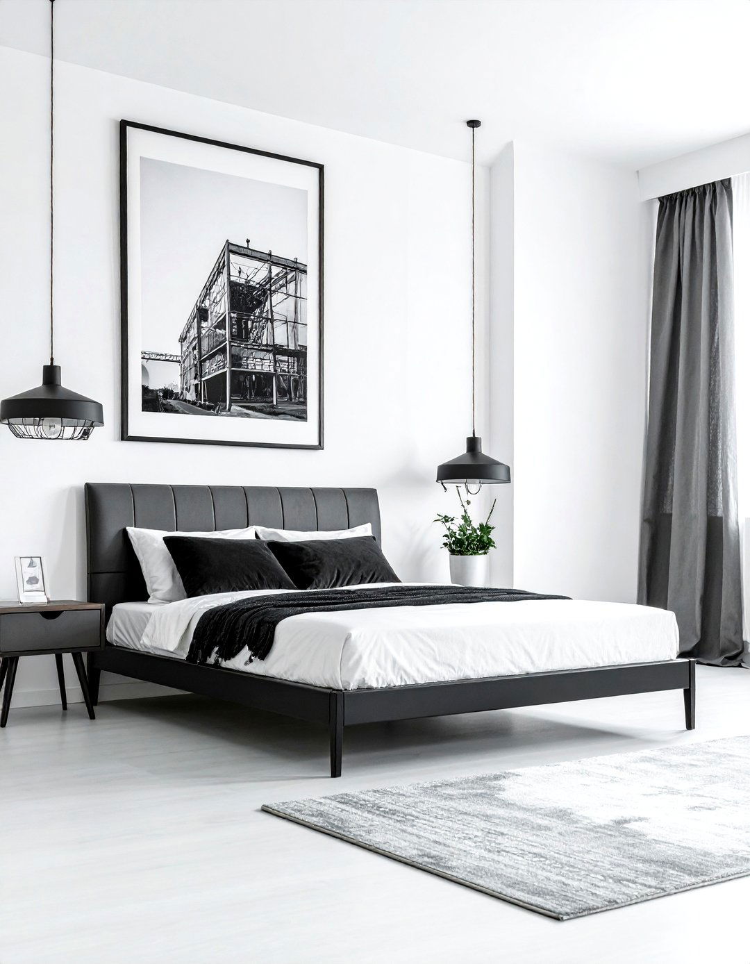 Industrial art white bedroom - 30 industrial white bedroom ideas