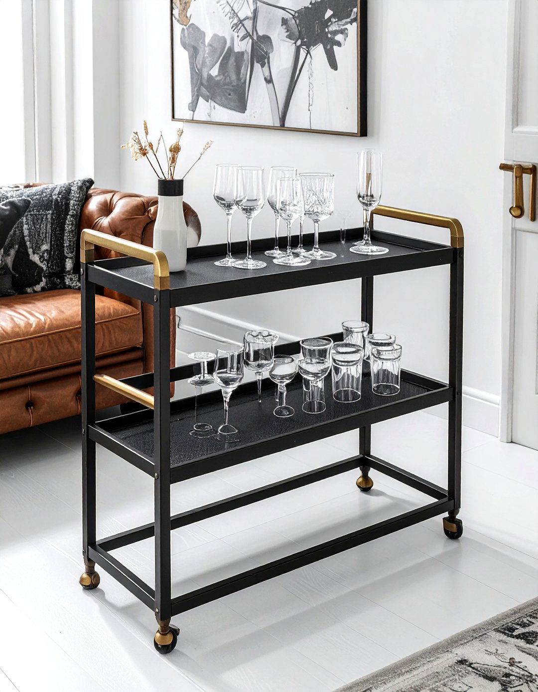 Industrial bar cart - 30 living room industrial furniture ideas