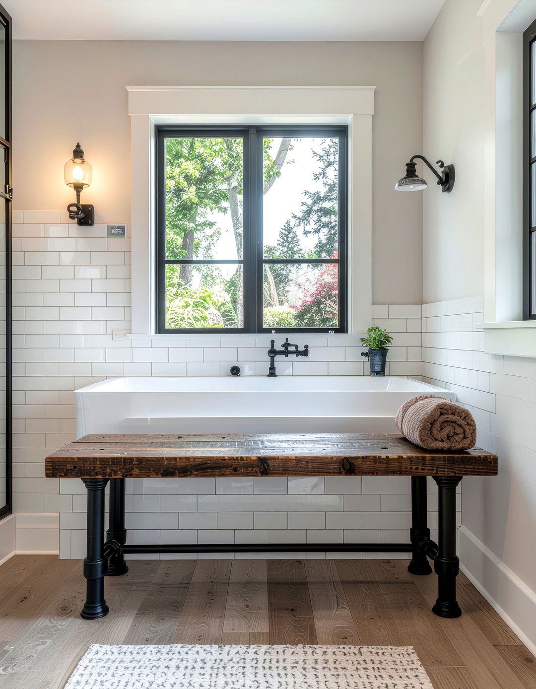 Industrial bathroom bench - 30 bathroom bench seating ideas