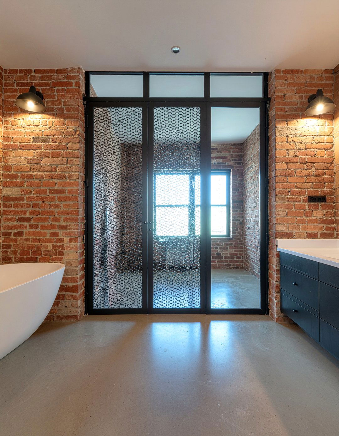 Industrial bathroom french doors - 30 bathroom French door ideas