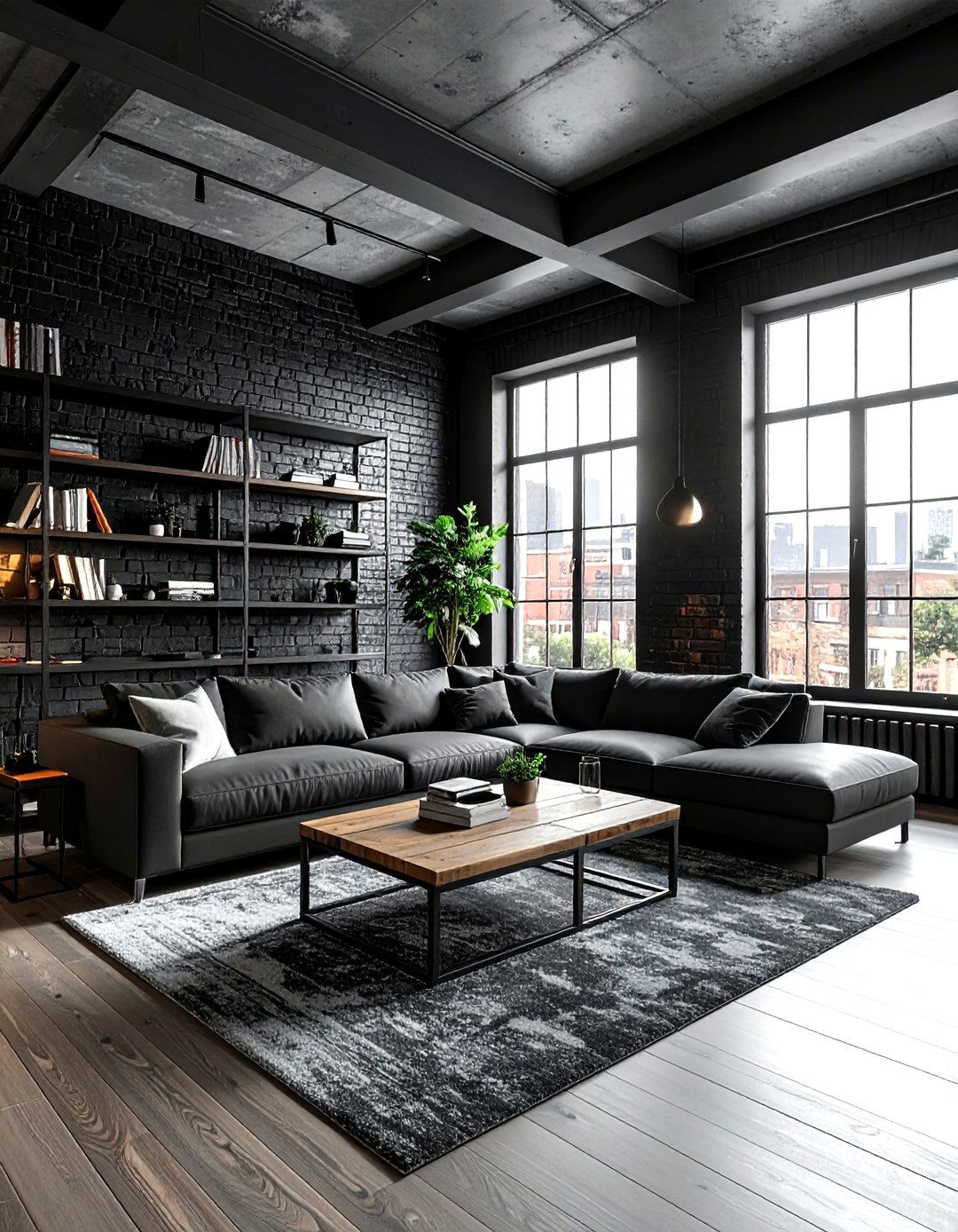 Industrial black living room - 30 minimalist black living room ideas