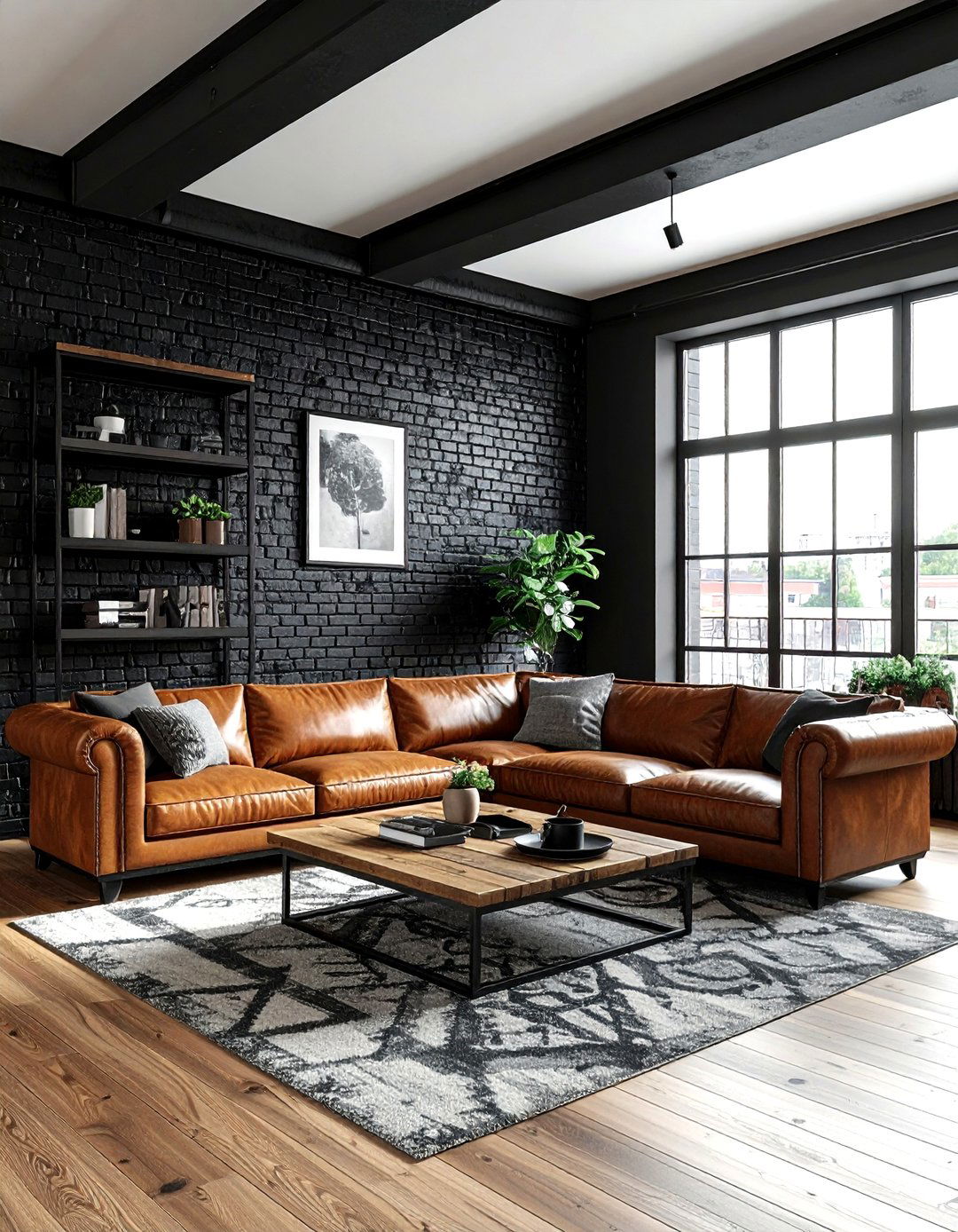 Industrial black living room