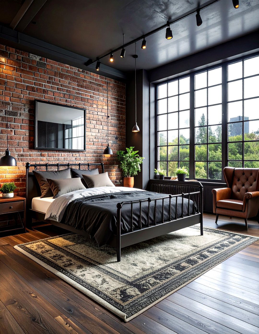 Industrial black loft bedroom - 30 black bedroom decor ideas