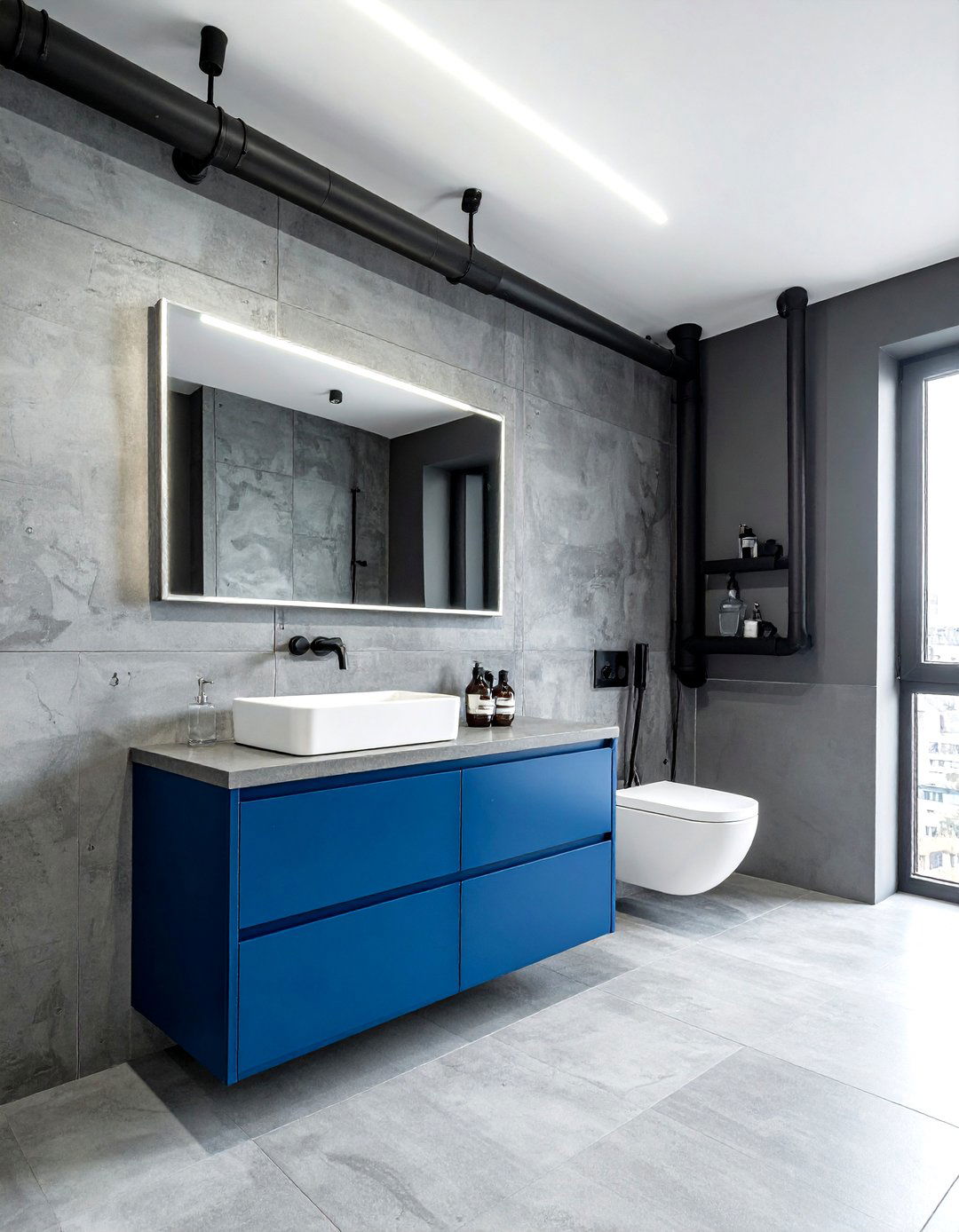 Industrial blue and gray bathroom - 30 blue and gray bathroom ideas