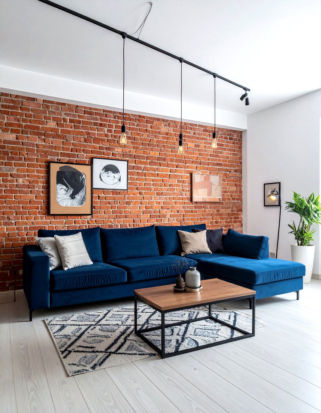 Industrial blue living room - 30 blue living room ideas