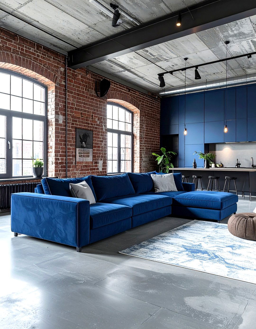 Industrial blue living room - 30 minimalist blue living room ideas