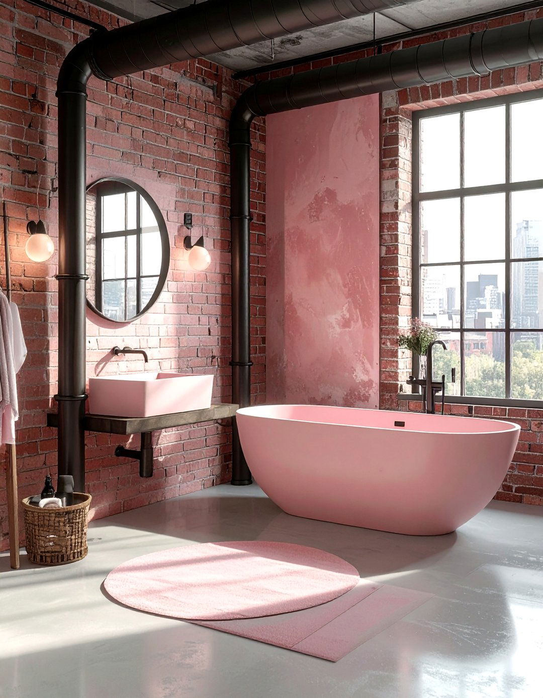 Industrial blush bathroom - 30 blush bathroom ideas