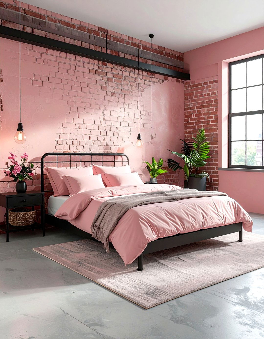 Industrial blush pink bedroom - 30 blush bedroom ideas