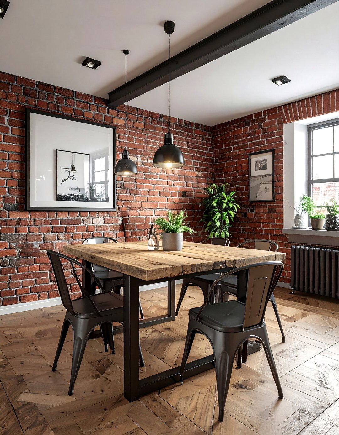 Industrial brick wallpaper dining room - 30 bold wallpaper dining room ideas