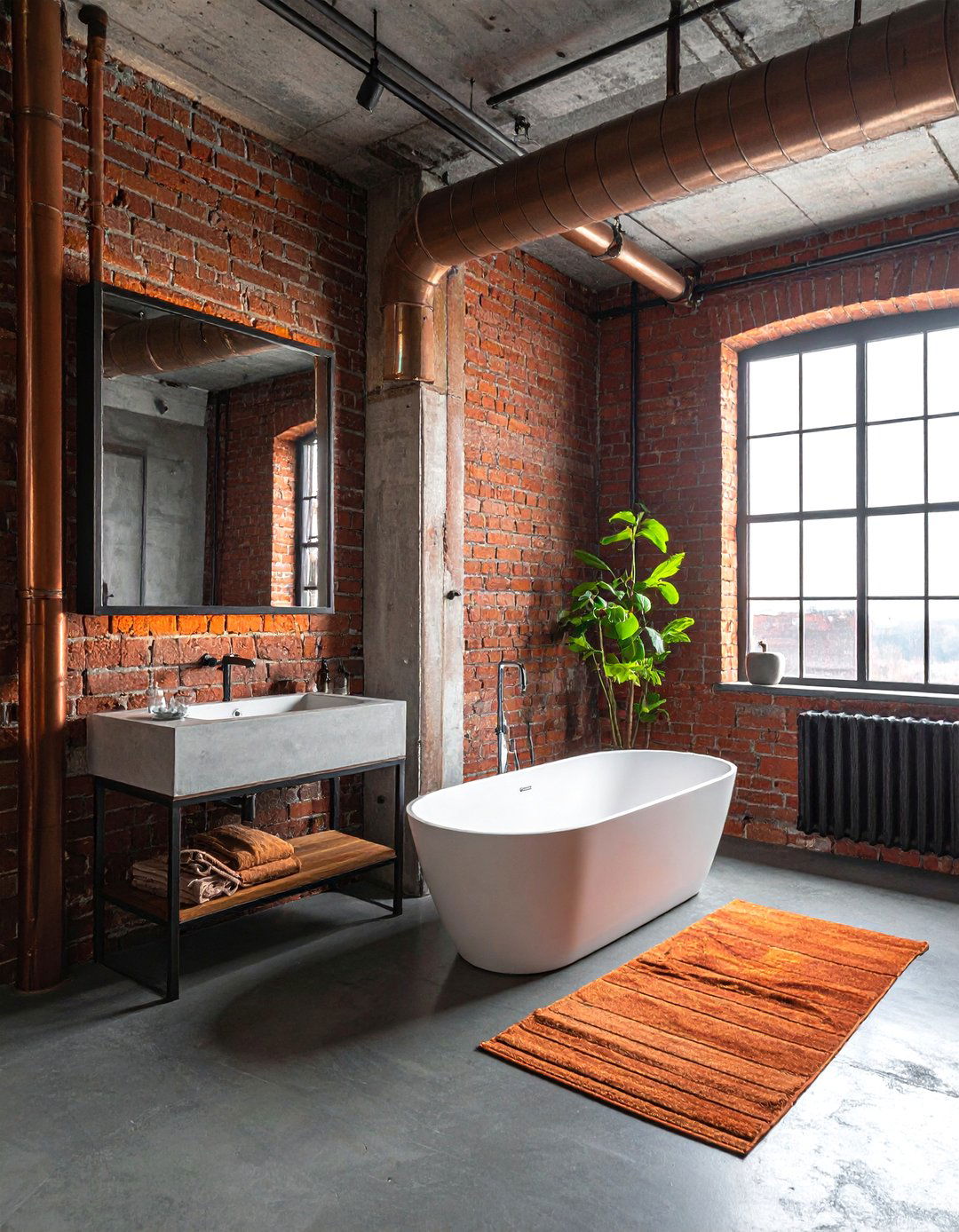 Industrial brick - 30 brick bathroom ideas