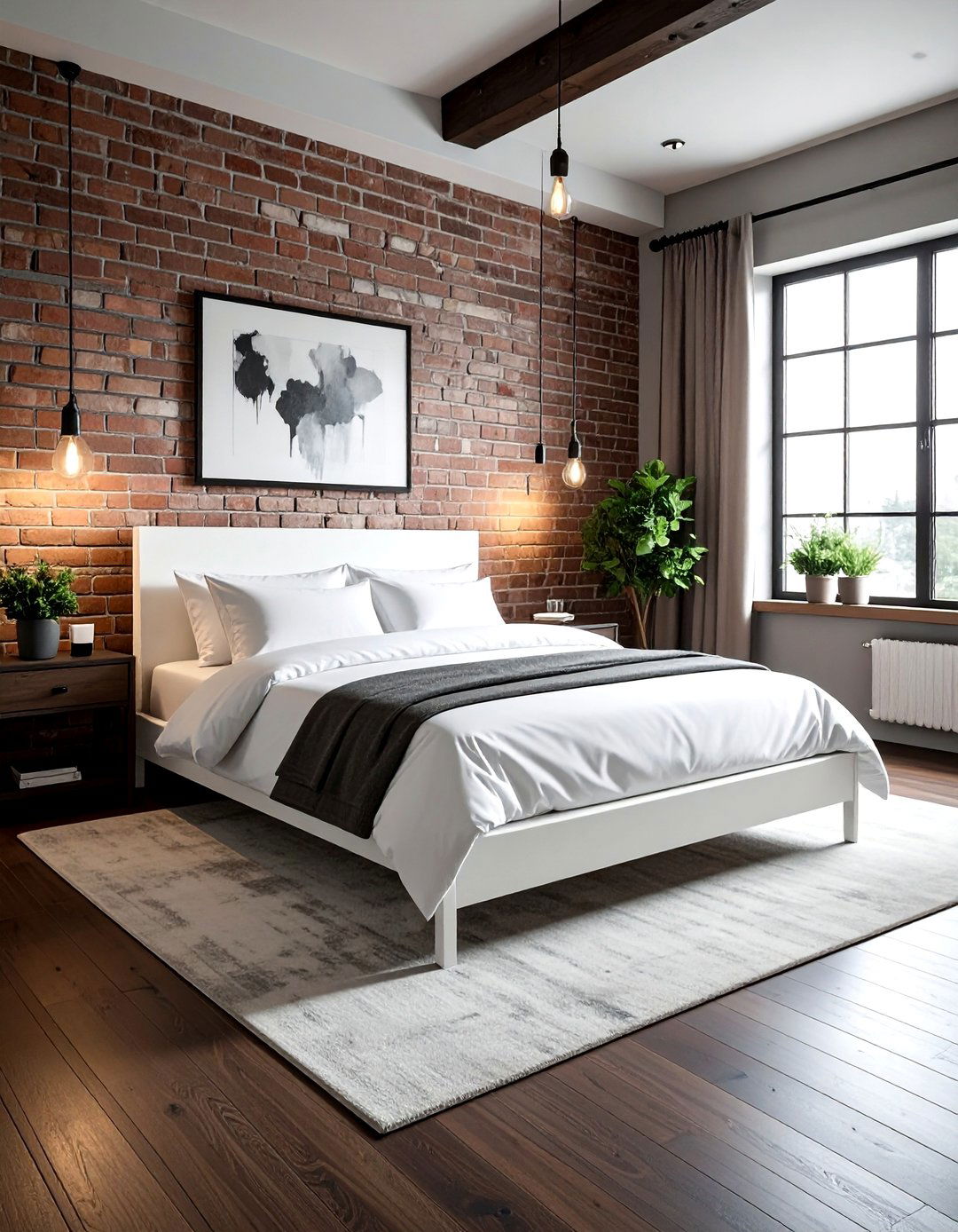 Industrial brown and white bedroom - 30 brown and white bedroom ideas