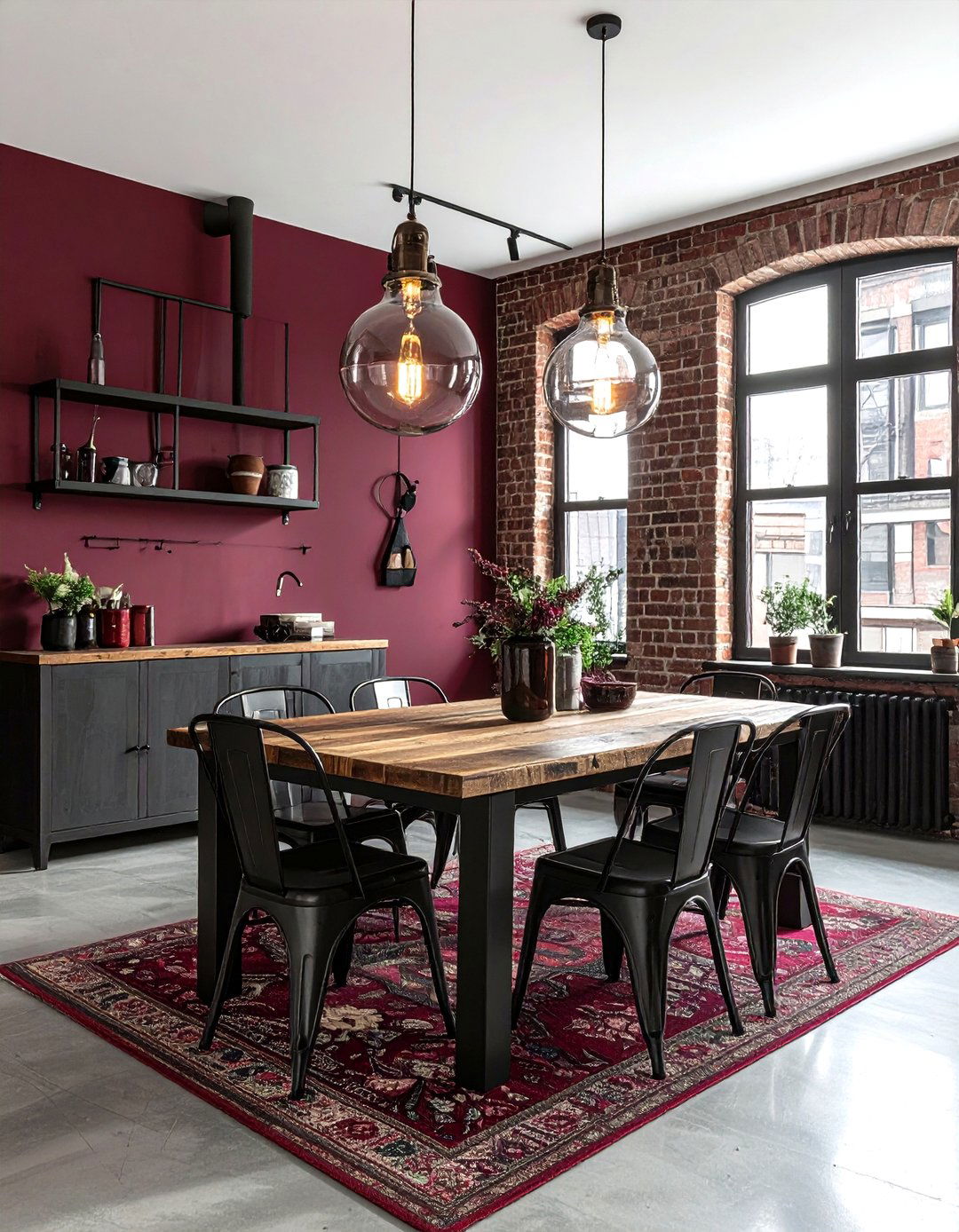 Industrial burgundy dining room - 30 burgundy dining room ideas