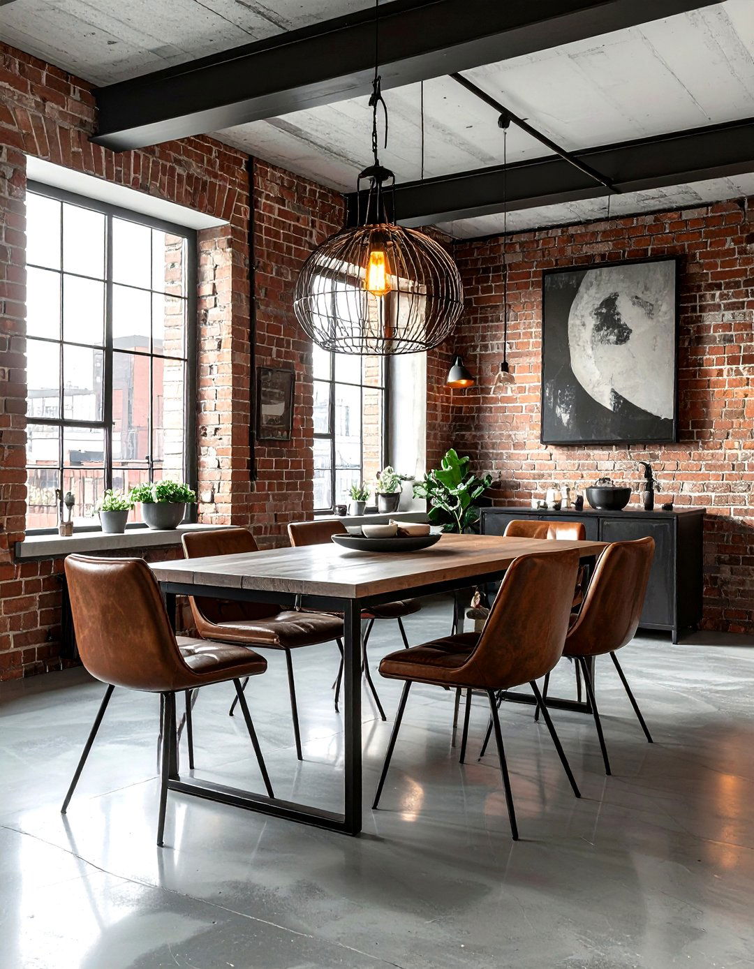 Industrial cage light - 30 pendant light dining room ideas