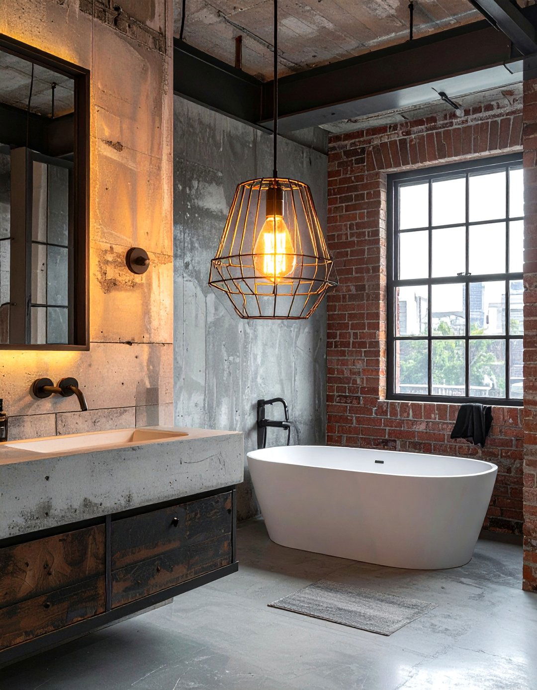 Industrial cage wall lamp - 30 bathroom sconce ideas