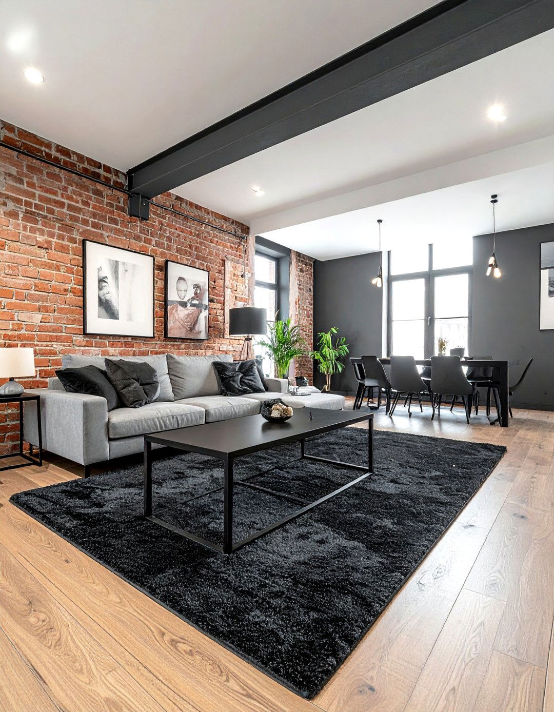 Industrial charcoal carpet - 30 living room carpet ideas