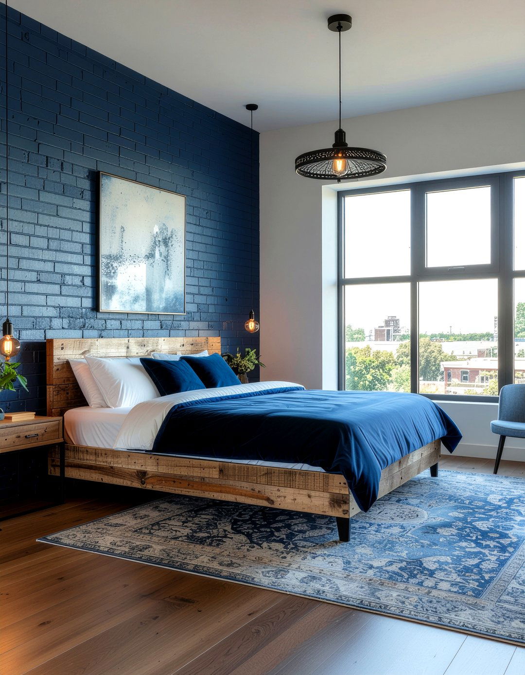 Industrial cobalt blue bedroom - 30 cobalt bedroom ideas