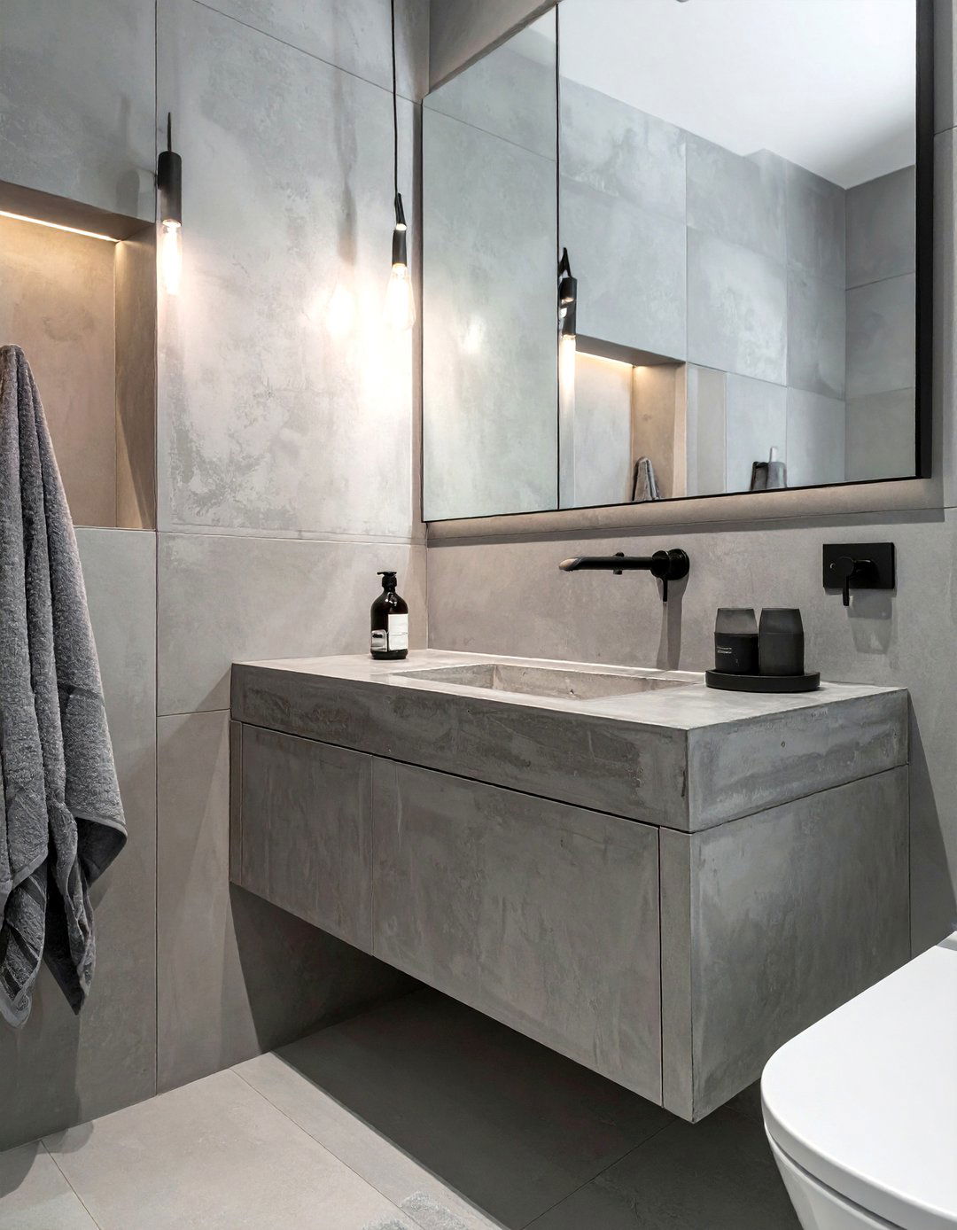 Industrial concrete bathroom vanity - 30 concrete sink ideas