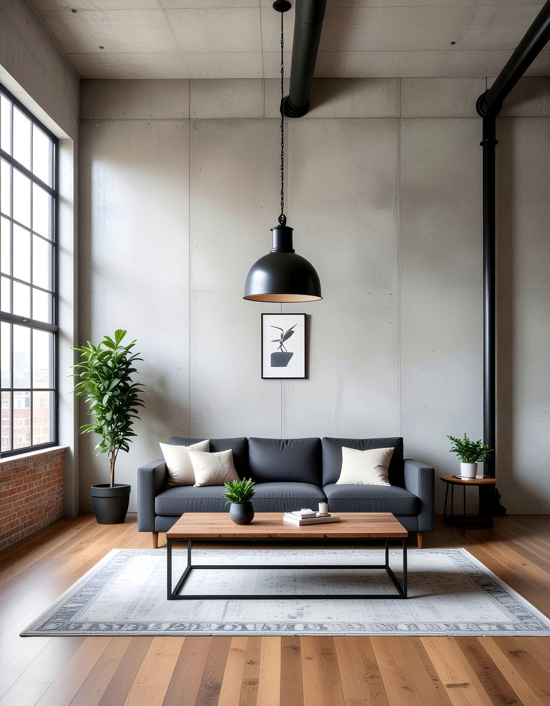 Industrial concrete wall - 30 concrete wall living room ideas