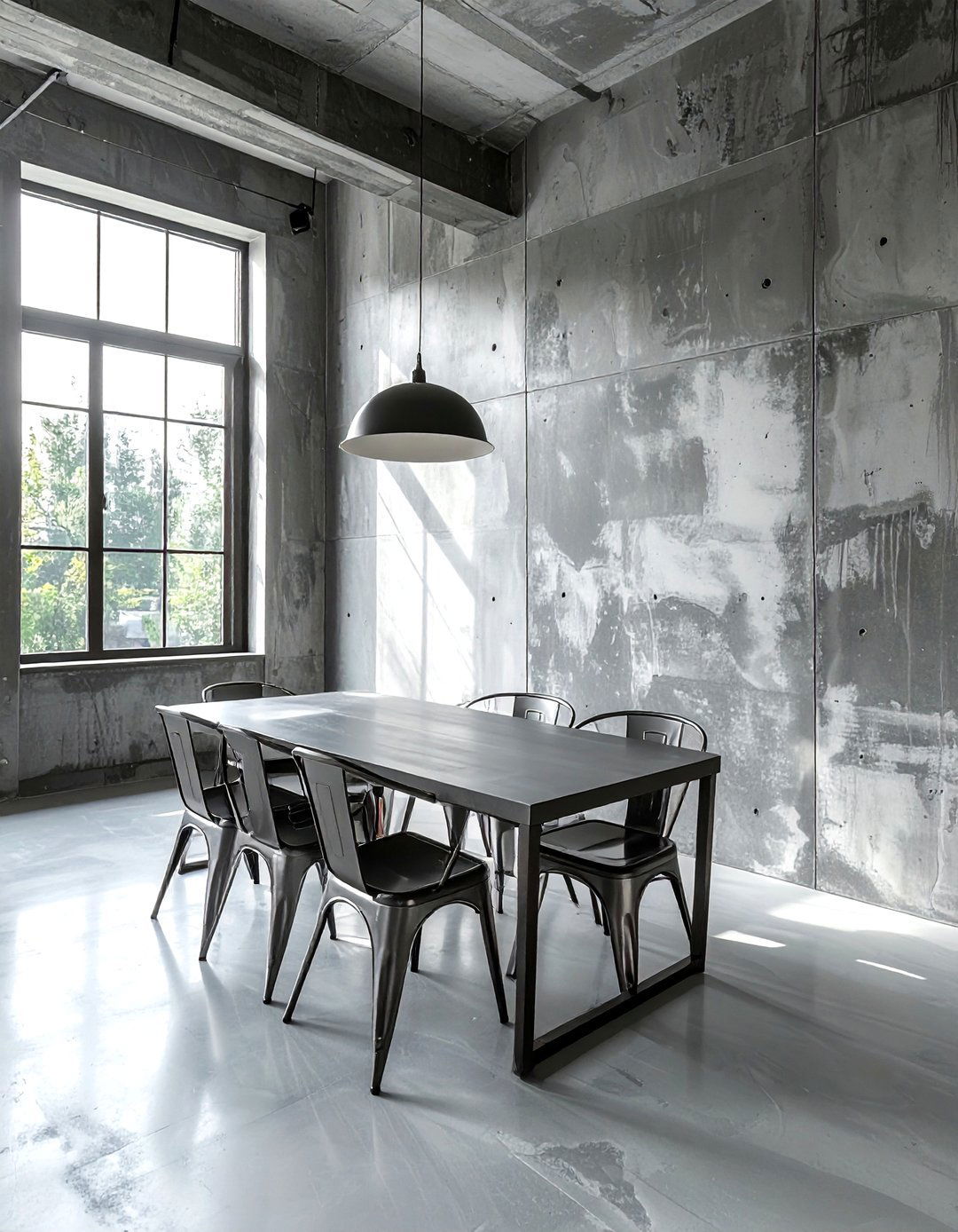 Industrial concrete wallpaper dining room - 30 textured wallpaper dining room ideas