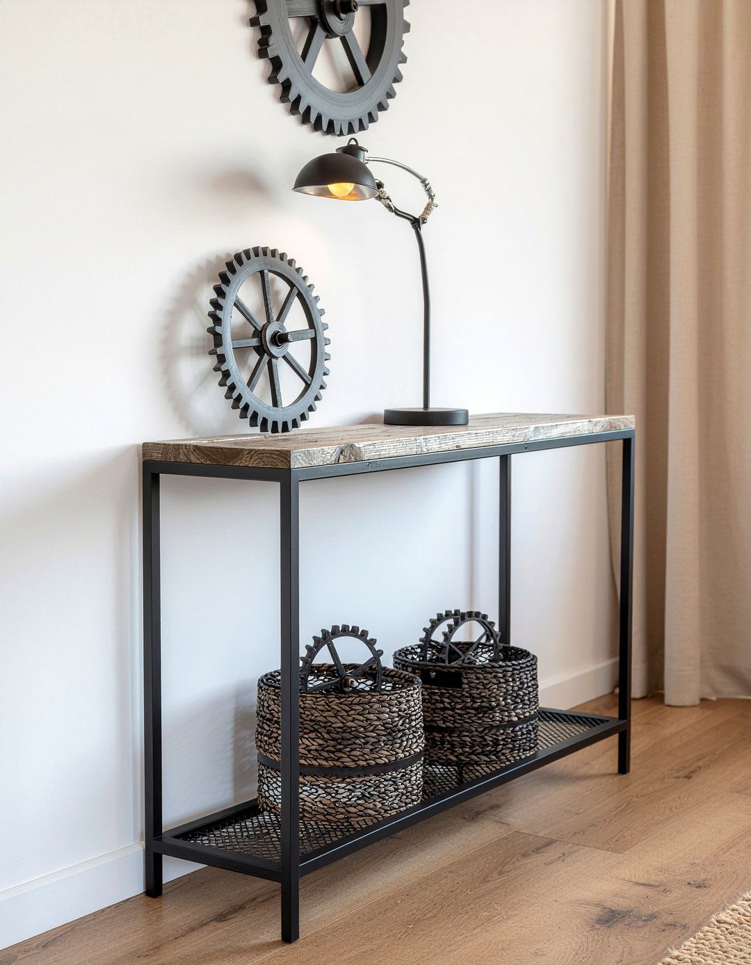 Industrial console table - 30 living room entry table ideas
