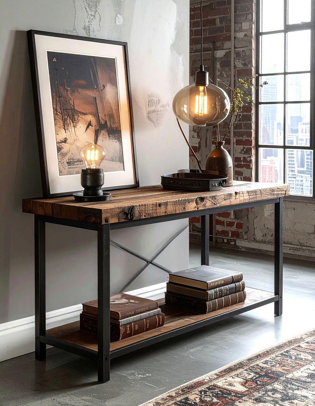 Industrial console table style - 30 console table decor ideas