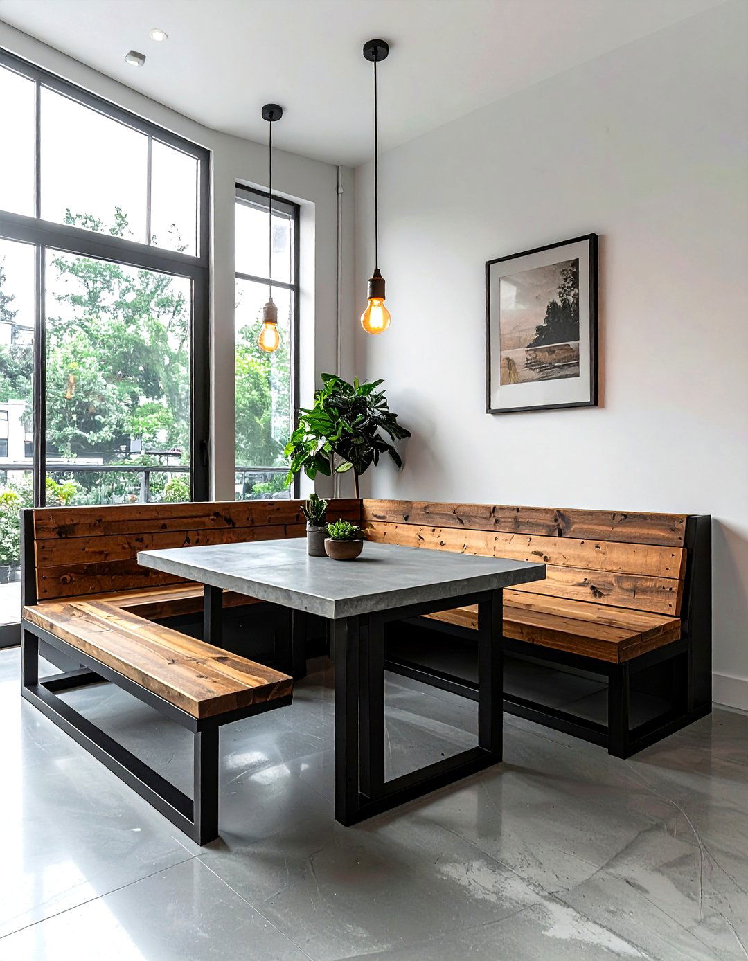 Industrial corner dining - 30 L-shaped banquette dining ideas