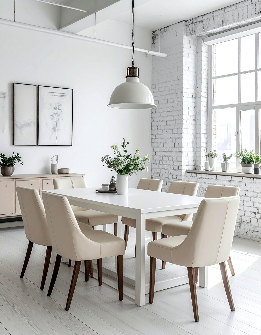 Industrial cream and white dining room - 30 cream and white dining room ideas