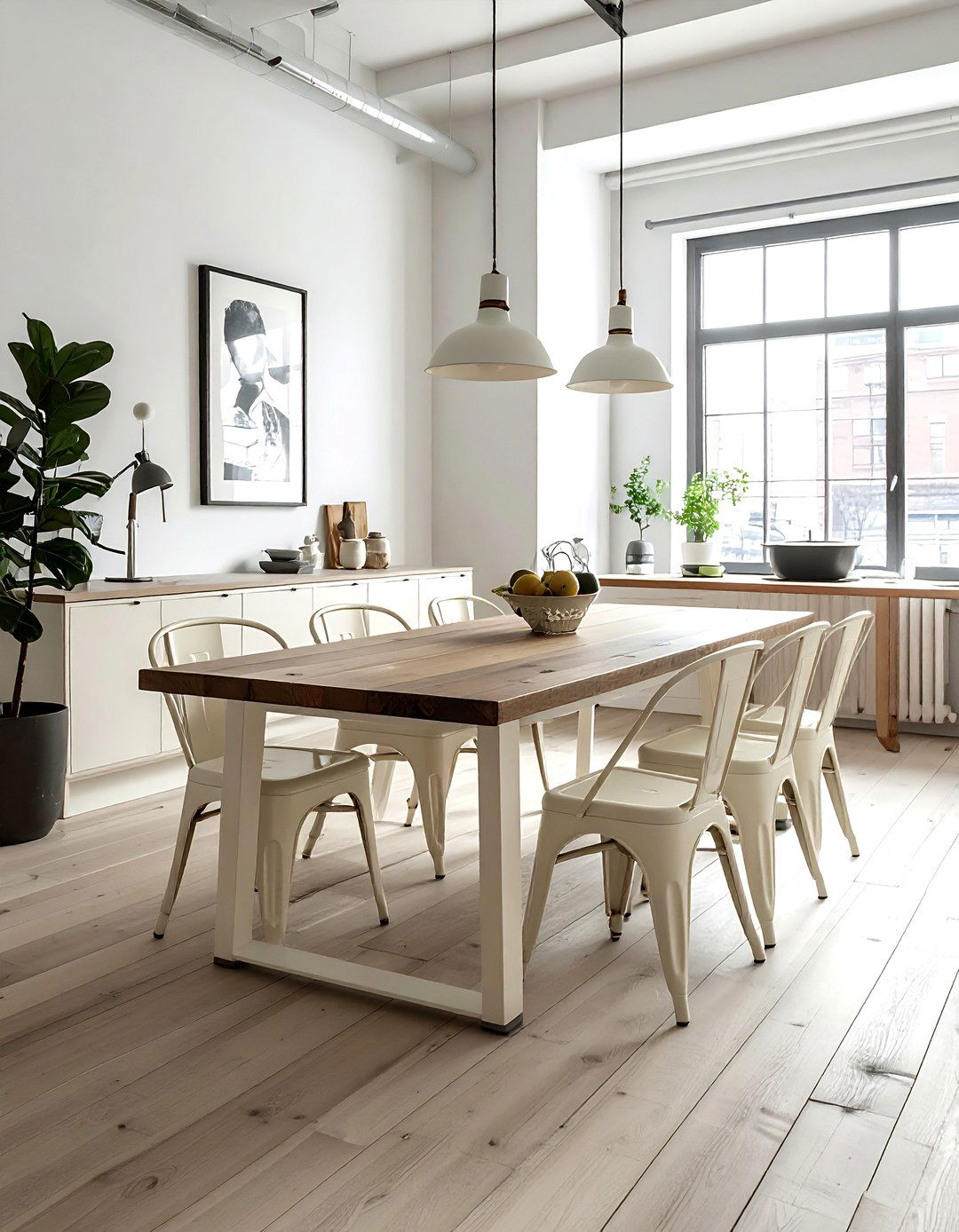 Industrial cream dining set - 30 cream dining room furniture ideas
