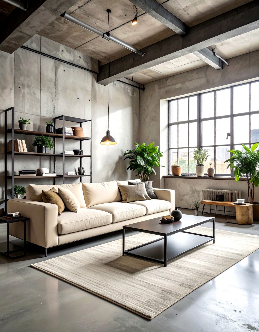 Industrial cream living room loft - 30 cream living room design ideas