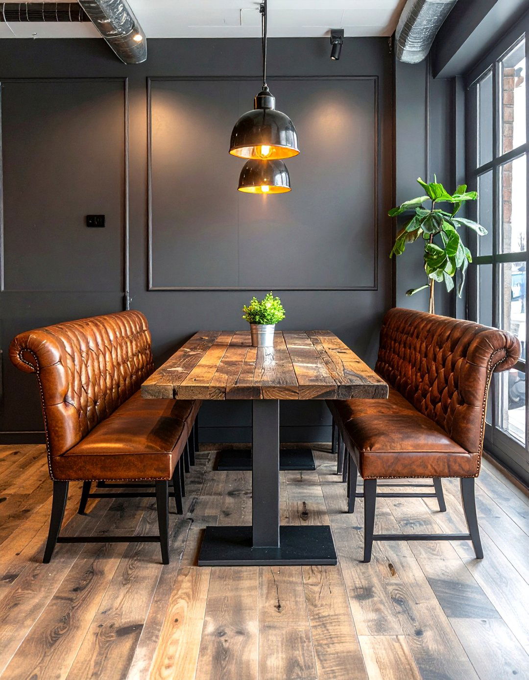 Industrial dining booth - 30 tufted banquette dining ideas