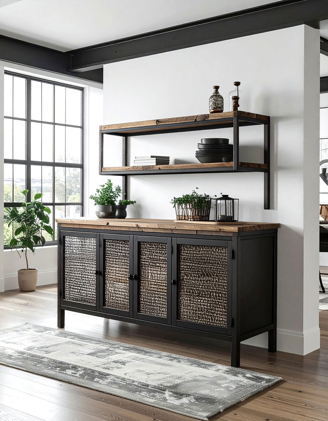 Industrial dining room cabinet - 30 dining room built-in buffet ideas