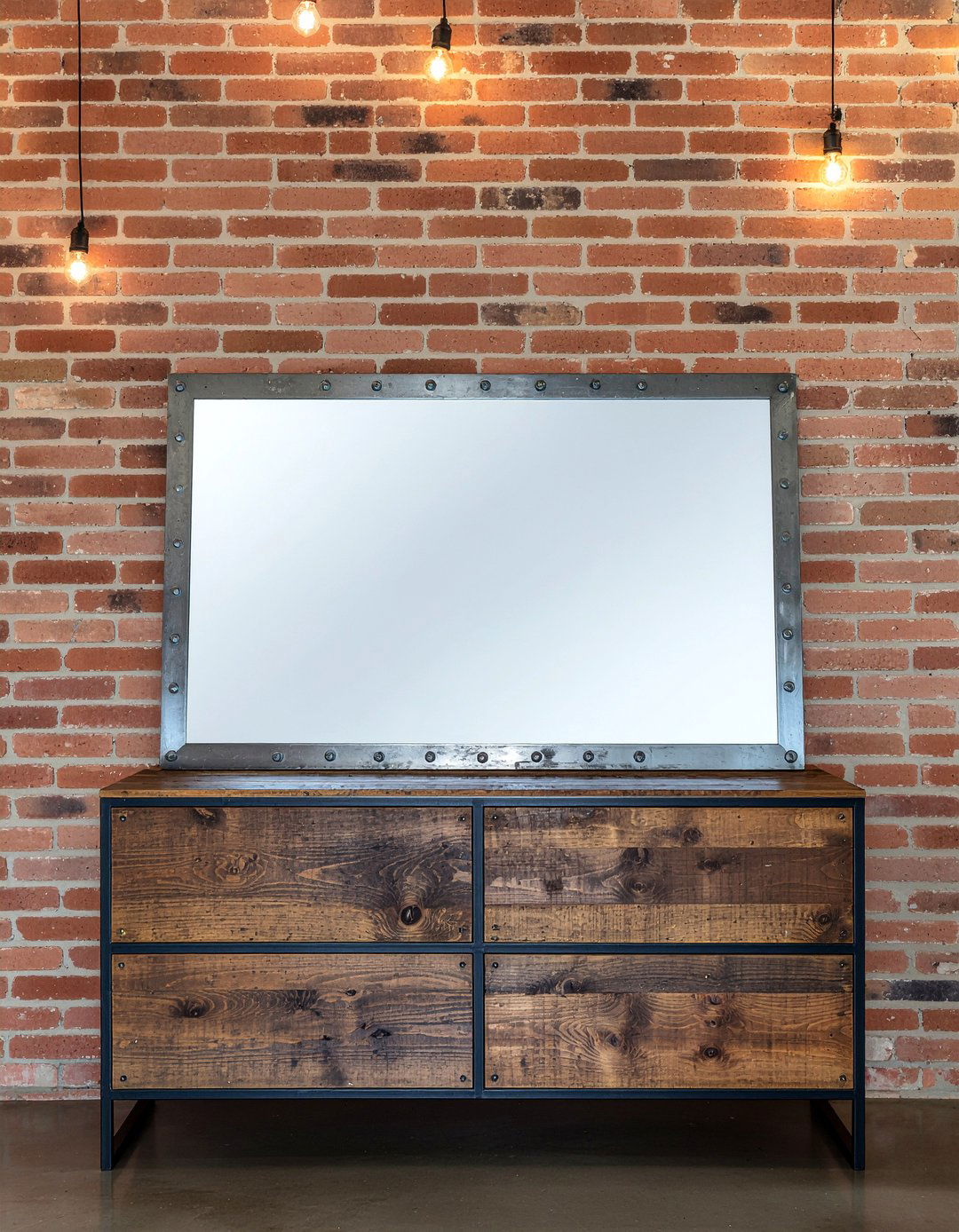 Industrial dresser with metal mirror - 30 bedroom dresser with mirror ideas