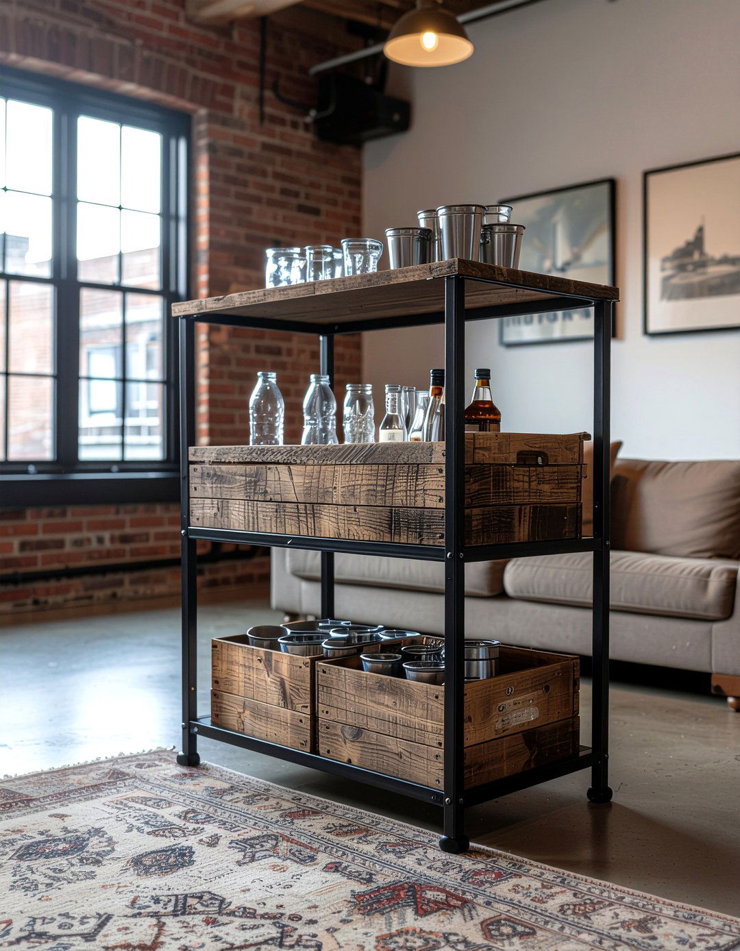 Industrial drink cart - 30 living room drink station ideas