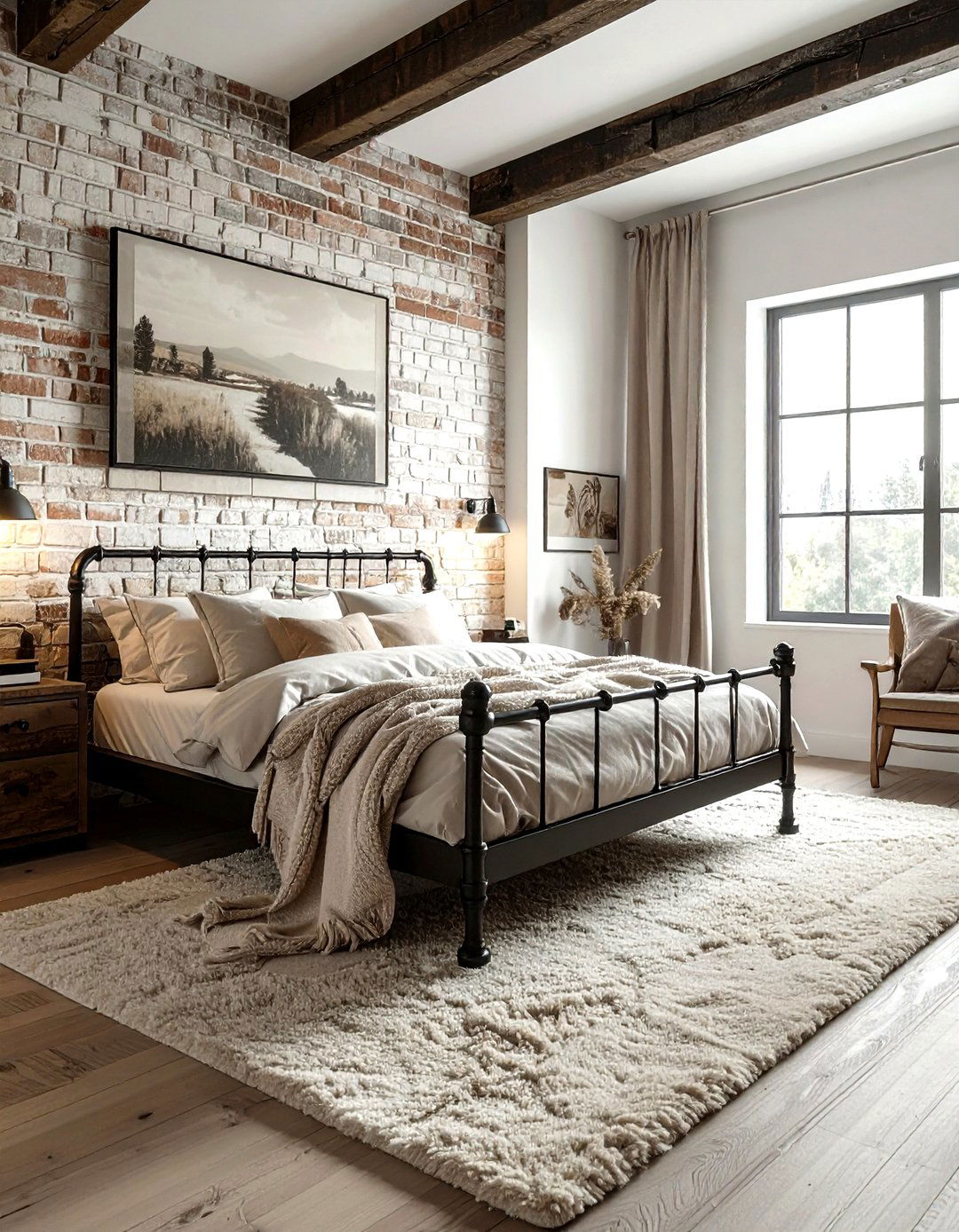 Industrial farmhouse bedroom - 30 farmhouse beige bedroom ideas