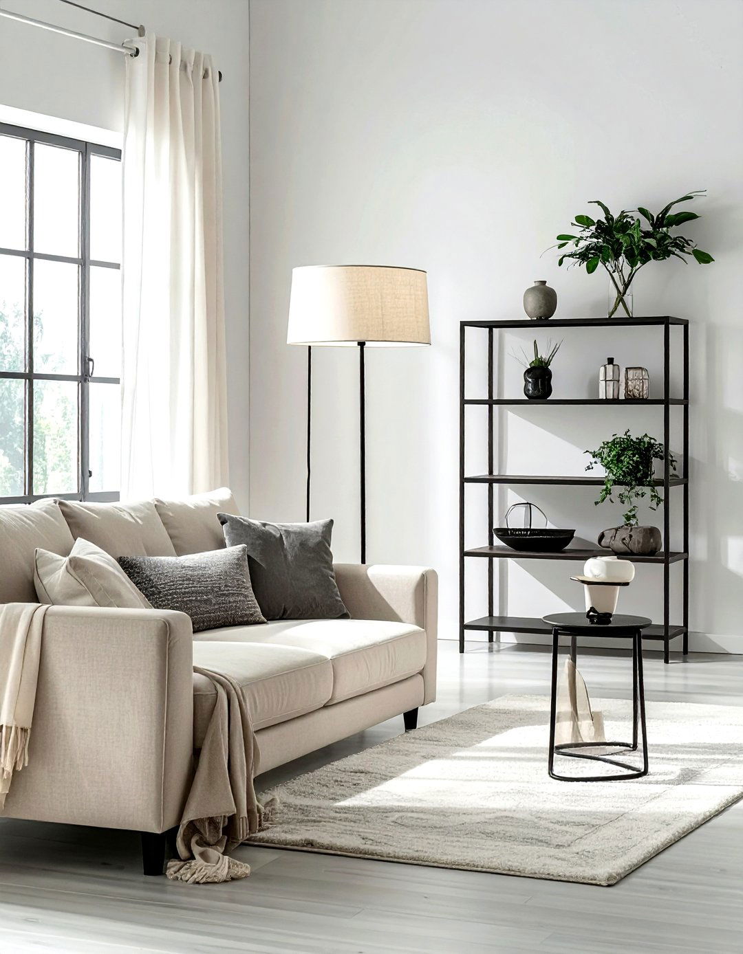 Industrial floor lamp cream - 30 industrial cream living room ideas