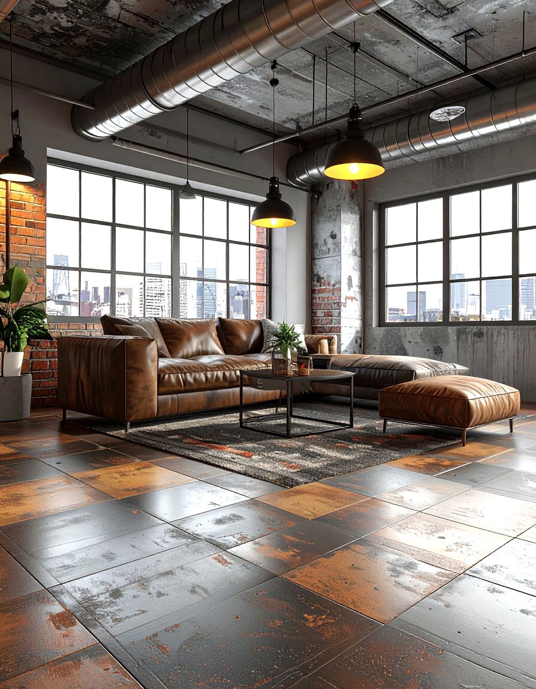 Industrial floor tile - 30 living room tile designs