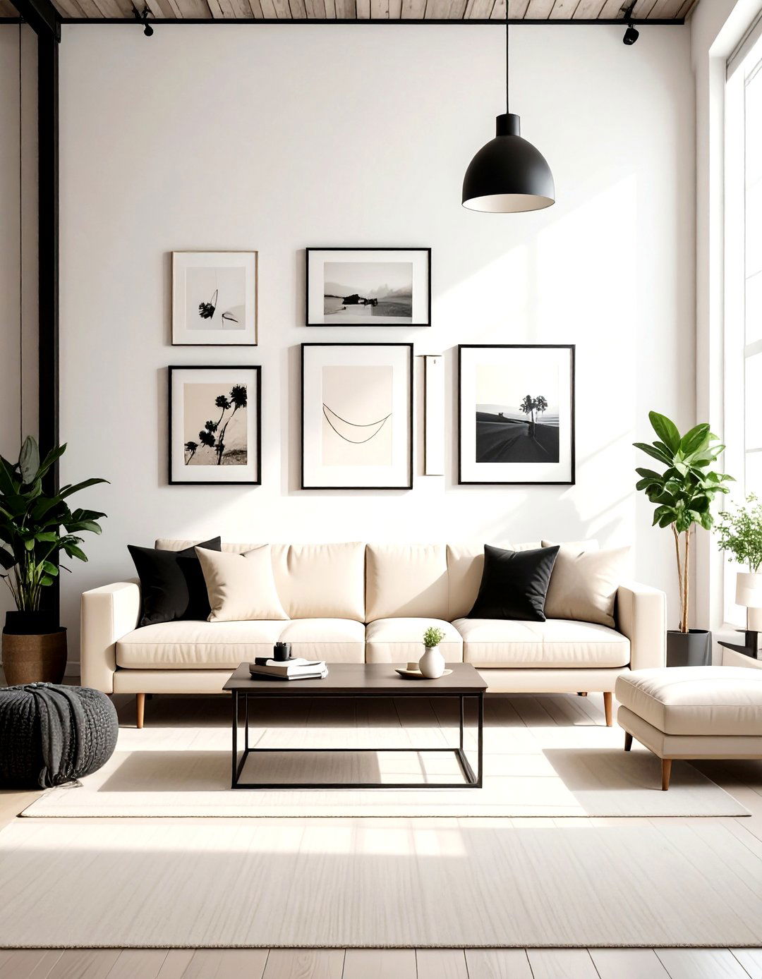 Industrial gallery wall cream - 30 industrial cream living room ideas