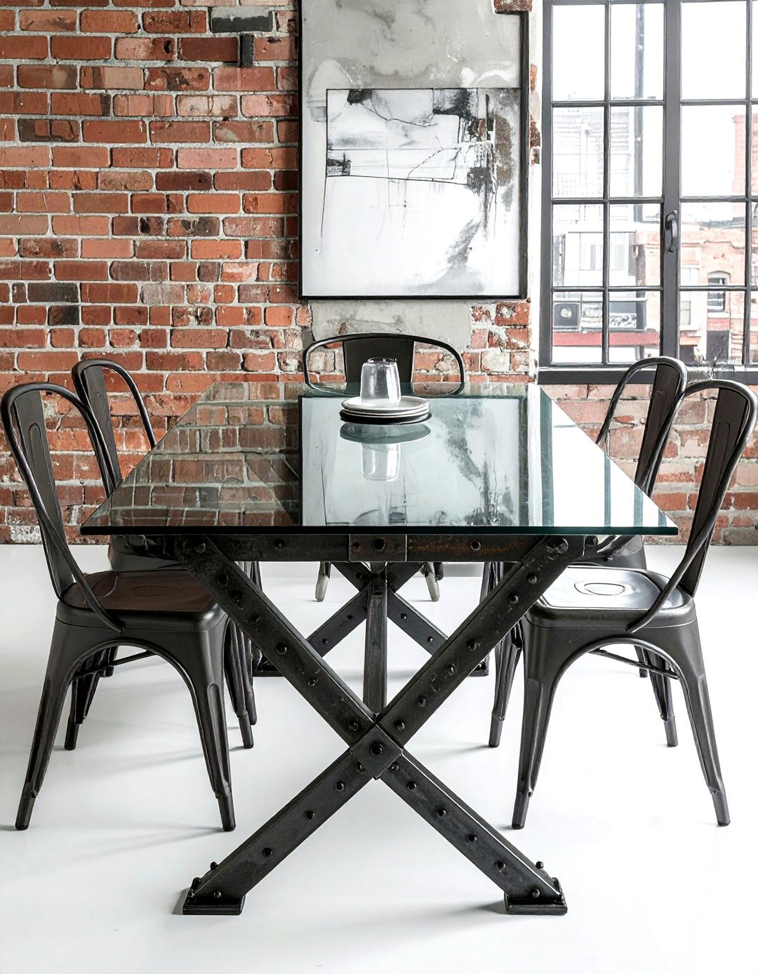 Industrial glass dining table - 30 glass dining table ideas