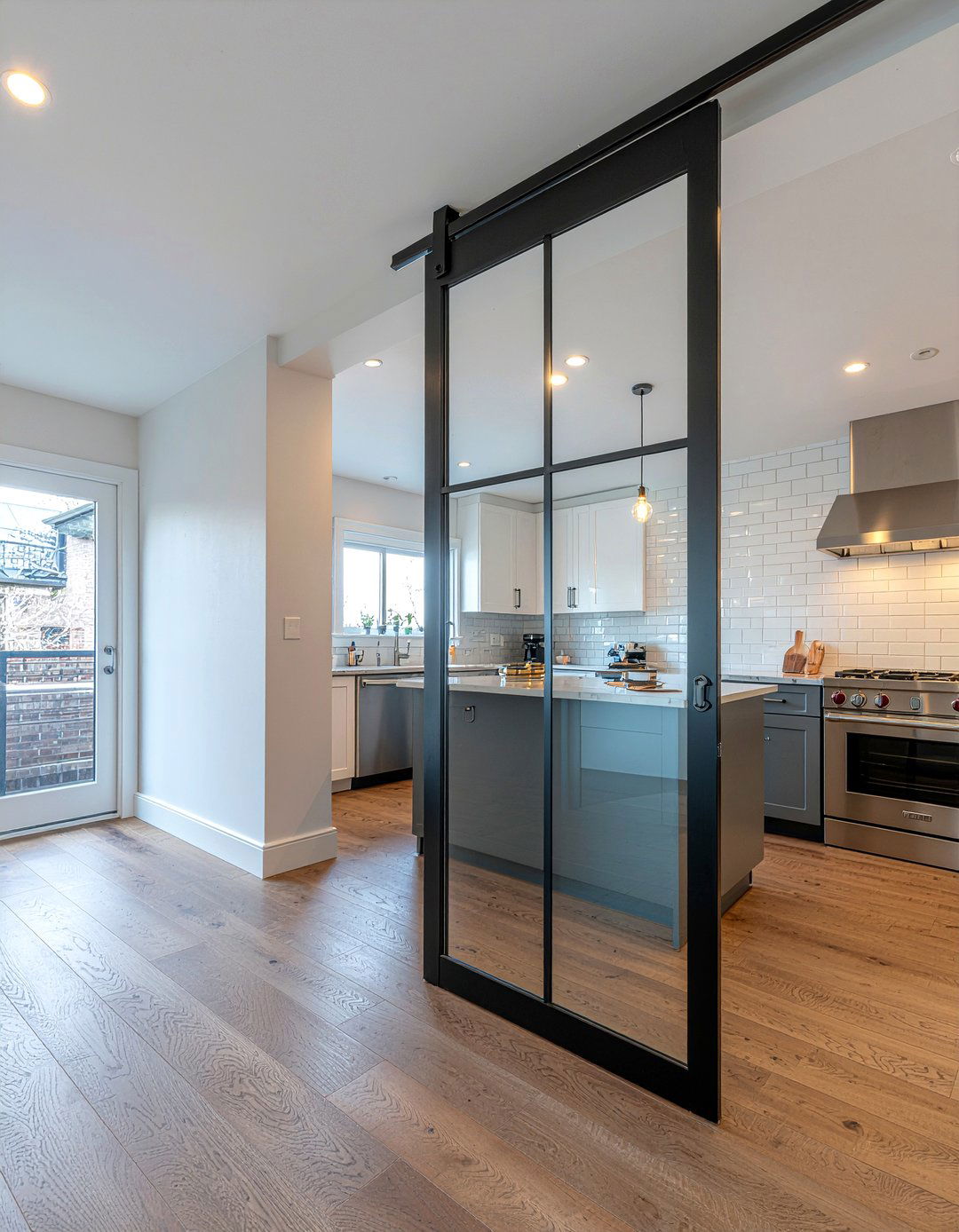 Industrial glass door - 30 kitchen exterior door ideas