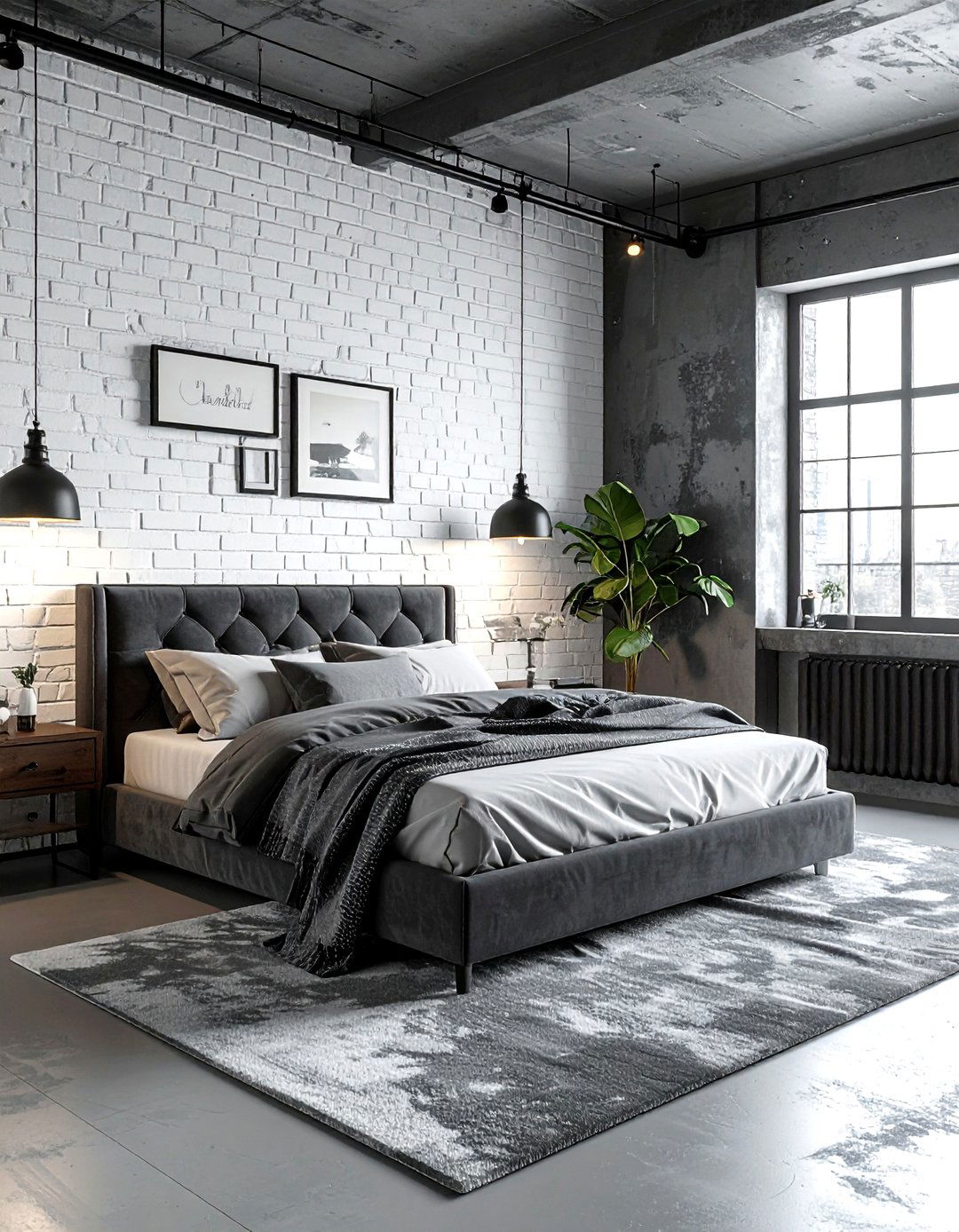 Industrial gray and white bedroom - 30 gray and white bedroom ideas